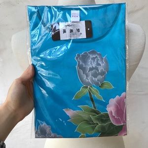 Satin Sleep Gown with Chinese Peonies